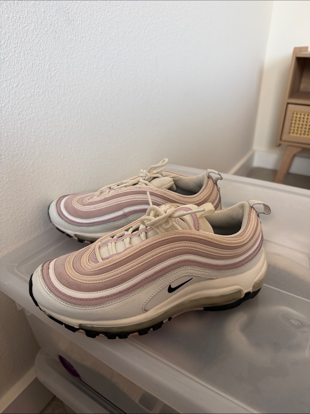Nike Women’s Air Max 97 Sneakers — Cream & Light Pink